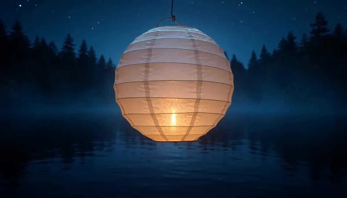 A frame from a 5-second MiniMax H3 clip made in Oraclip at 768P from a text prompt MiniMax H3 text-to-video frame: a glowing paper lantern drifting over a calm night lake with reflections on the water