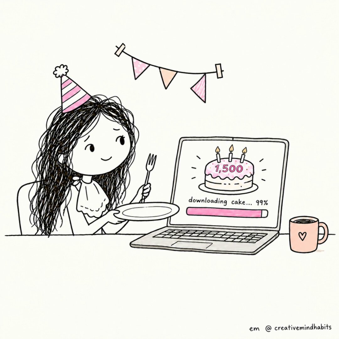 Doodle Girl Waiting for Digital Cake