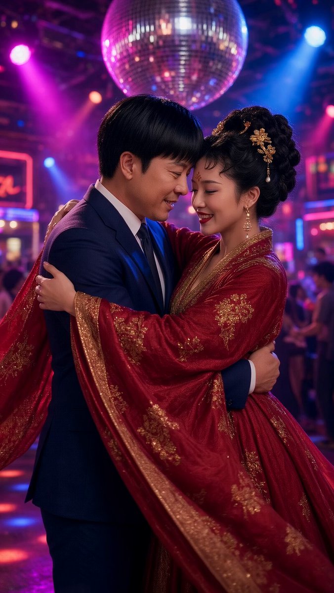 Neon Disco Dance in Traditional Attire