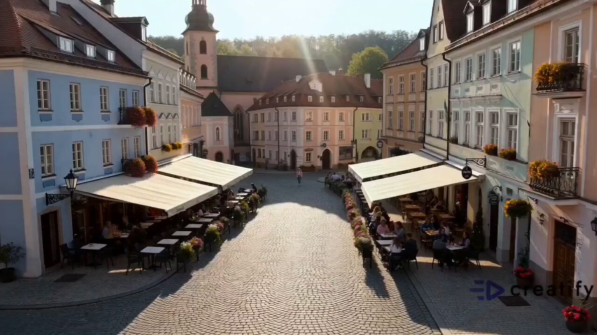 Fanta commercial in European town with swirling papers