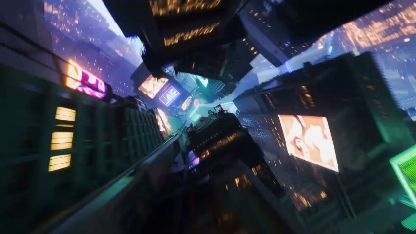 Cyberpunk City FPV Flight