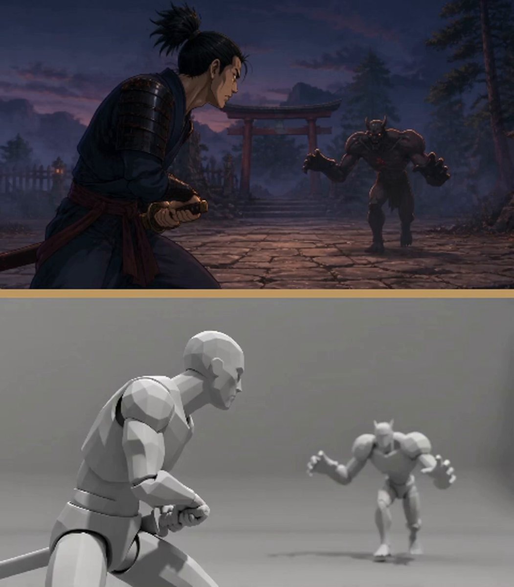 Samurai vs Monster and Dragon Anime Battle