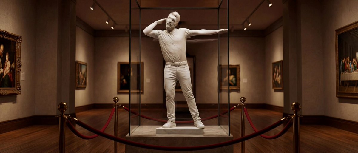 Dancing Marble Statue in Museum Gallery
