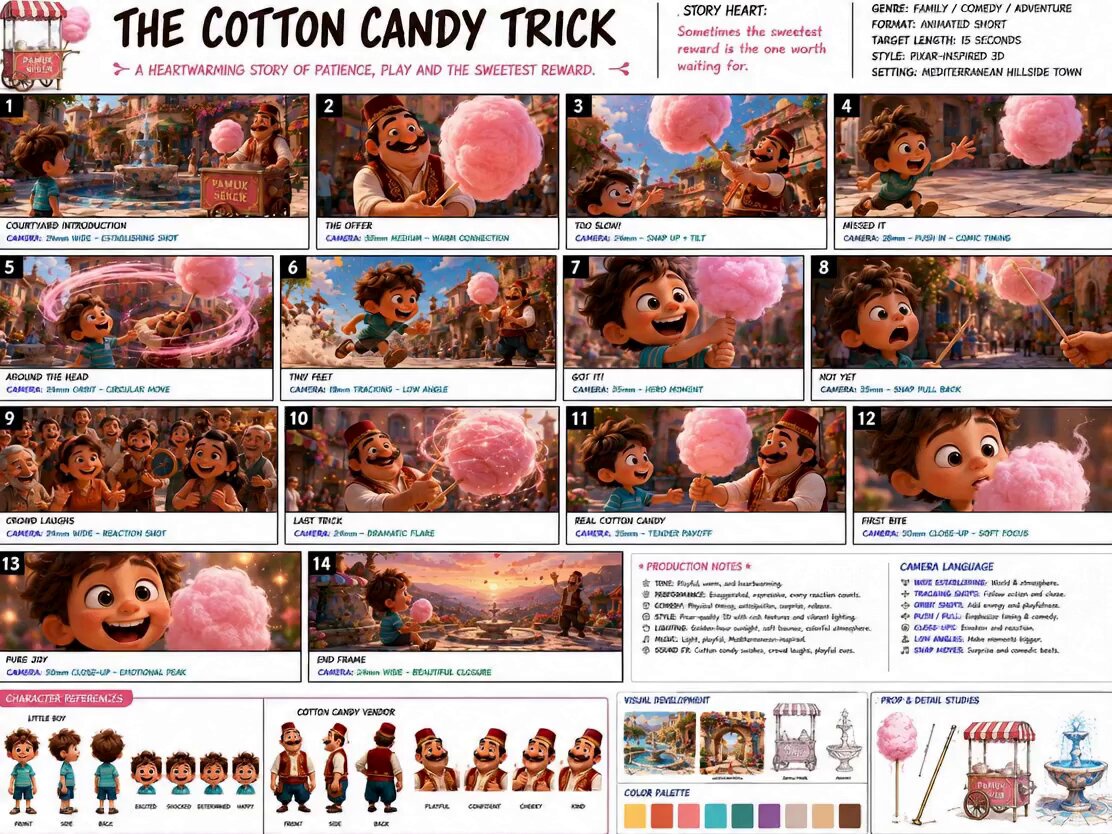 Cotton candy trick Pixar short