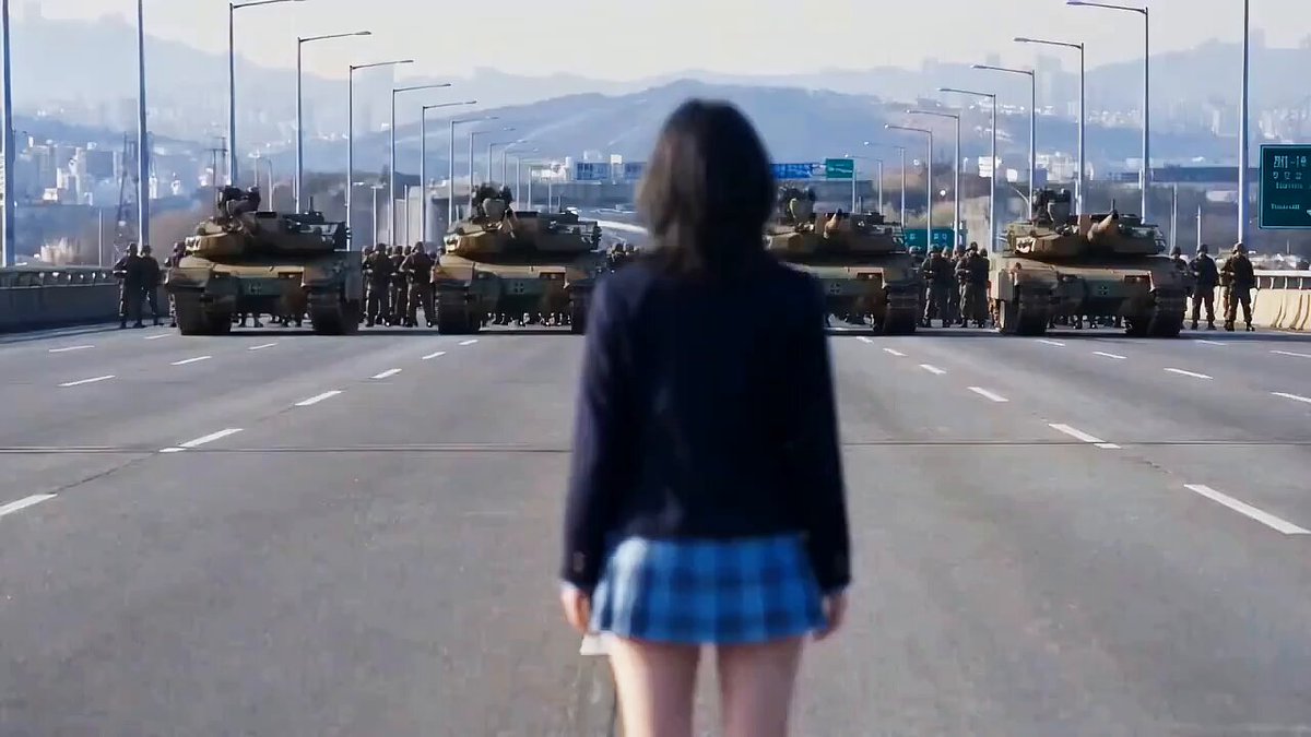 Schoolgirl faces tanks with green power