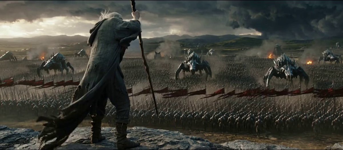 Lone wizard reshapes battlefield into mountains