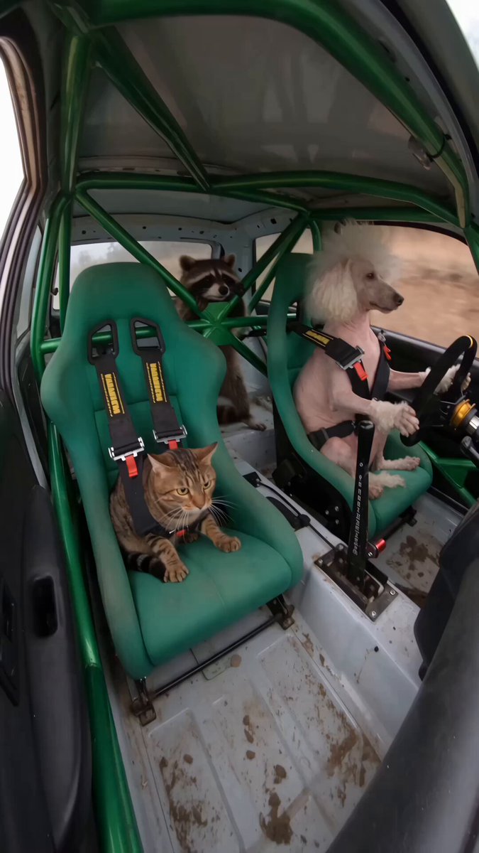 Animals driving rally car chaos