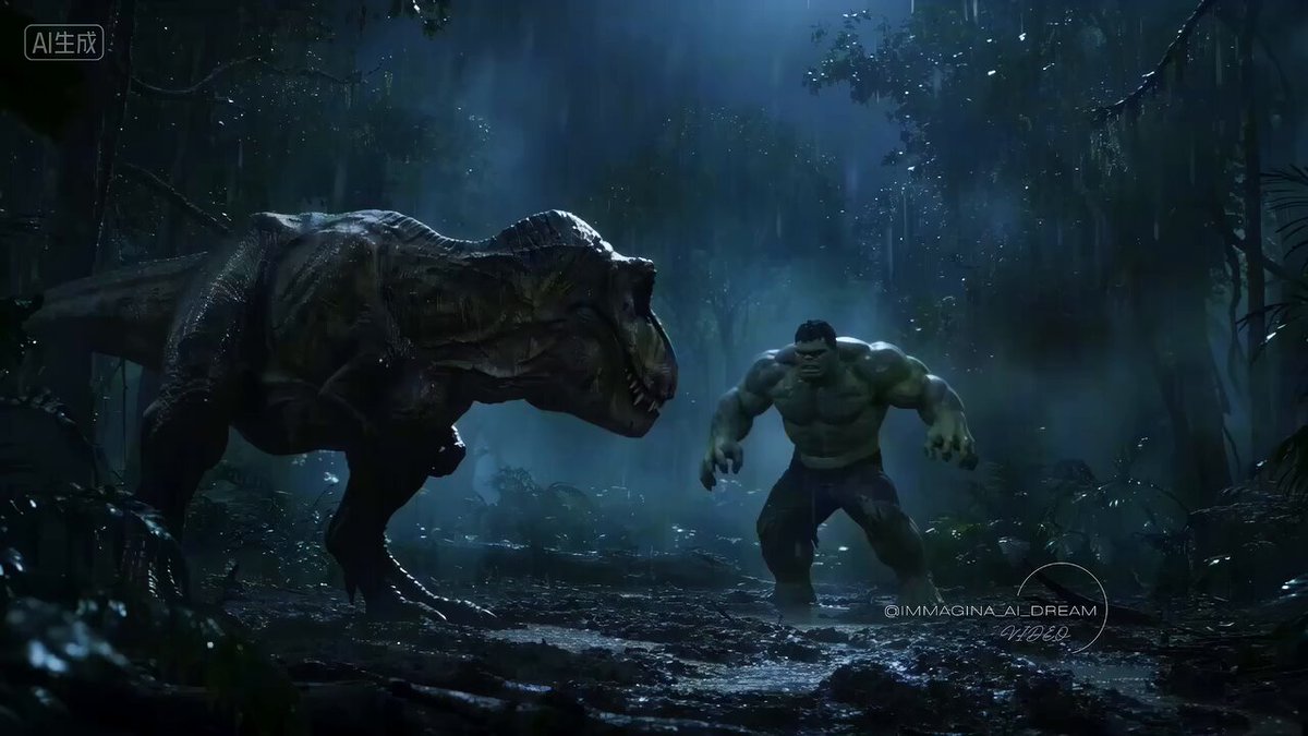Hulk versus T-Rex jungle showdown