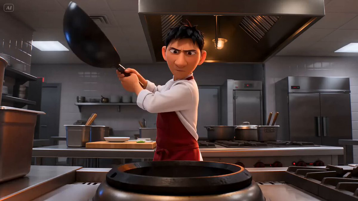 3D chef wok cooking sequence