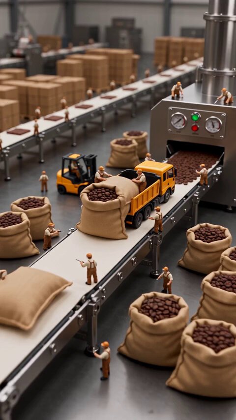 Miniature chocolate factory production time-lapse