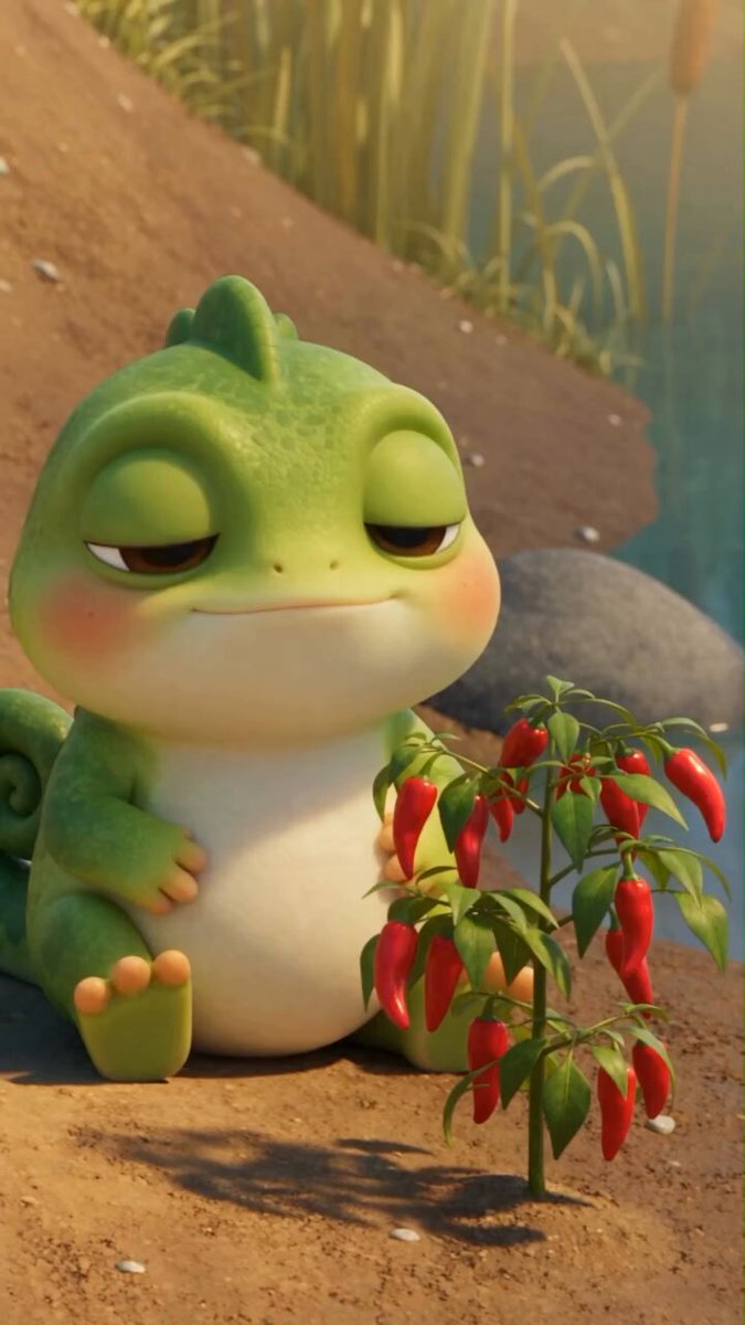 Cute creatures by chili plant